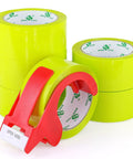 Heavy Duty Light Yellow Packing Tape Refills, 2.5 Mil Thick, 63 Mic Adhesion, 1.88 Inch Wide By 60 Yards, 6 Rolls with dispenser