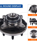 4WD Front Wheel Bearing Hub Assembly Fits 2011-2014 Ford Expedition F-150 And Lincoln Navigator, top view, side view, bottom view