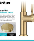 Spot Resistant Brushed Brass Pull Down Kitchen Faucet featuring sleek design and spot-free finish for easy maintenance.