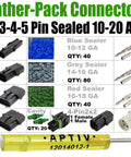 Super Durable 373 Piece Weatherpack Connector Kit With Removal Tool Male Female Terms And Housings In 1 To 5 Pin Configs For 20 Amp Wires 10 20 Gage Perfect For Any Auto Repair Job.