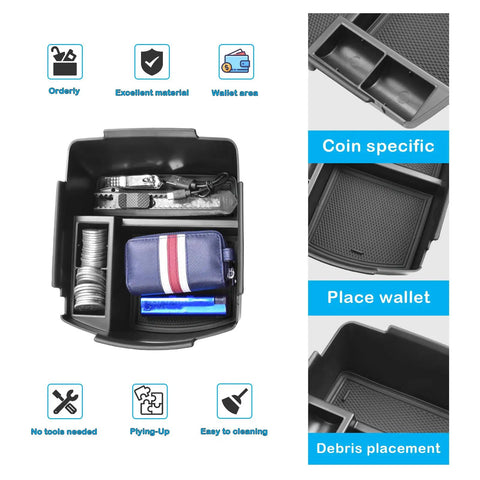 Seltos Center Console Organizer Tray Fits Kia Seltos 2020 To 2026 ABS Plastic Armrest Box with compartments for coins and wallet