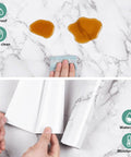 White Grey Marble Peel And Stick Contact Paper 24 Inch By 394 Inch Glossy Self Adhesive Marble Wallpaper showing oil and water resistance