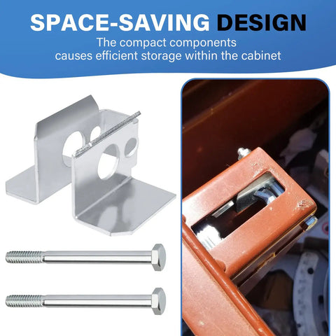 Padlock Fastener Kit For Delta Jobox Cabinets 15 Piece Set includes brackets and bolts for secure cabinet storage