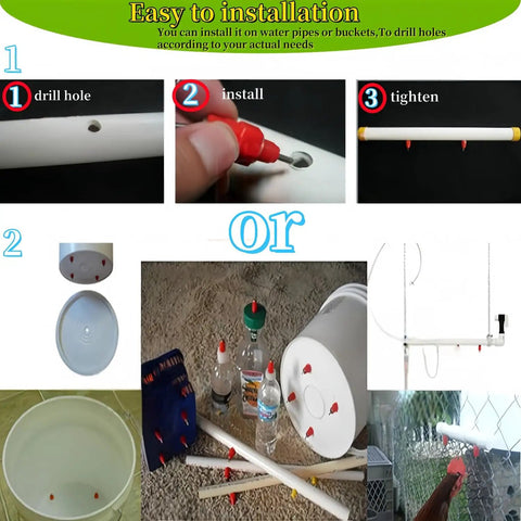 Installation guide for 20 Pack Automatic Poultry Water Dispenser With Slick Stainless Steel Nipple Drinkers for Chickens and Ducks.