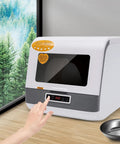 Compact Portable Countertop Dishwasher Featuring Three Wash Cycles And A Straight Up No Install Faucet Setup Super Darn Handy For Tiny Apartments And RVs in a kitchen setting.