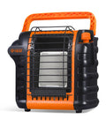 Orange and black 9000 BTU Portable Propane Heater For Outdoor Use That Kicks Heat Up To 300 Sq Ft Two Heat Settings From 4000 To 9000 BTU Swivel Regulator