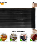 Smooth Operator Heavy Duty Black Stretch Wrap Roll With Handles 15 Inch 1000 Foot 60 Gauge, used to package furniture and luggage.