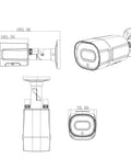 Technical drawing of 4K Analog Security Camera 8MP TVI Bullet Camera For CCTV Coax BNC IR Night Vision Waterproof Metal Housing