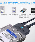 Plug And Play Dual Port USB A And Type C SATA HDD SSD To USB Adapter With 30W Power, shown with 3.5-inch SATA HDD