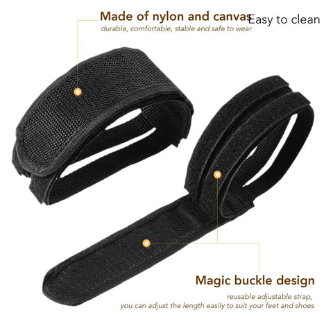 1 Pair Bike Pedal Straps For Fixed Gear, Mountain And Road Bikes Durable Nylon Toe Clips With Adjustable Straps close-up view