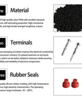 Heavy Duty 14AWG Waterproof Weather Pack Wire Harness Connector Kit With 3 Sets Of 2 Pin Connectors Pre Crimped 10cm Tinned Copper Leads PA66 Nylon Housing 0.24 Inch Hole Operating From Minus 40C To 125C, PA66 parts and terminals