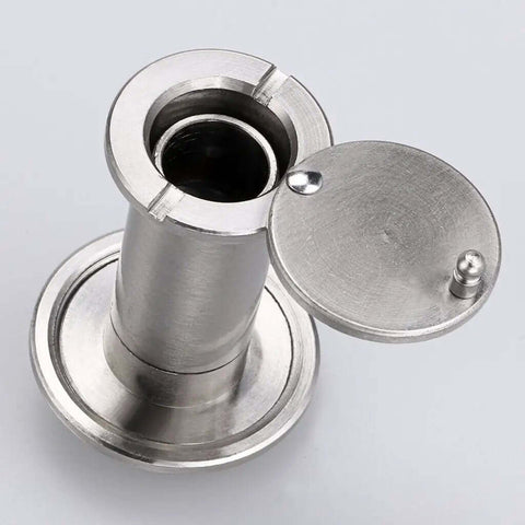 Solid Brass 220 Degree Door Viewer With Rotating Privacy Cover for doors from about 1.38 inches to 2.17 inches, close-up view