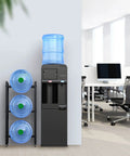 Heavy Duty Steel Water Jug Holder Stand For 5 Gallon Bottles, 3 Tier Water Bottle Organizer in modern office setting