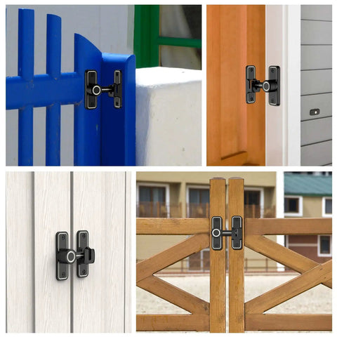 Keyless Entry Sliding Barn Door Lock Kit 2 In 1 With 90 Degree And 180 Degree Latches Flip Gate Door Hardware, Luminous Black Finish