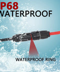 Close-up of IP68 waterproof connector from Solar Panel Parallel Connector Kit For 2 To 6 Panels Y Branch Cable Splitter