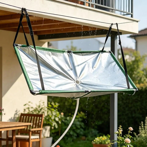 Garden Rain Collector Kit For Eco Friendly Water Harvesting With Hose And Filter System Tool Free Assembly under eaves