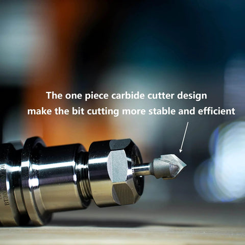 Pro-Grade Carbide Tip V Groove CNC Engraving Bit For Routers, 60 Degree V-Groove, 1/2 Inch Cutting Diameter close-up view