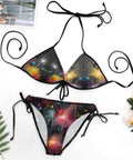 Womens Two Piece Bikini Swimsuit with Dazzling Fireworks Color, Breathable Quick Dry Fabric, Adjustable Straps and Side Ties, 2XL