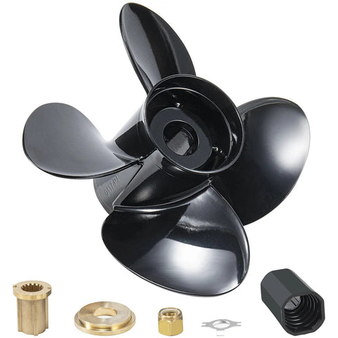 Beefed Up Aluminum Boat Propeller For Mercury Outboards 40 To 140HP, 13 Inch Diameter, 19 Inch Pitch, 4 Blades, 15 Spline