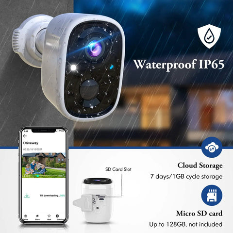 Wireless Outdoor Security Camera Battery Powered 1080P Color Night Vision With AI Motion Detection Two Way Talk Spotlight IP65 Waterproof For Home Security Customizable Monitoring Areas And Target Recognition In App