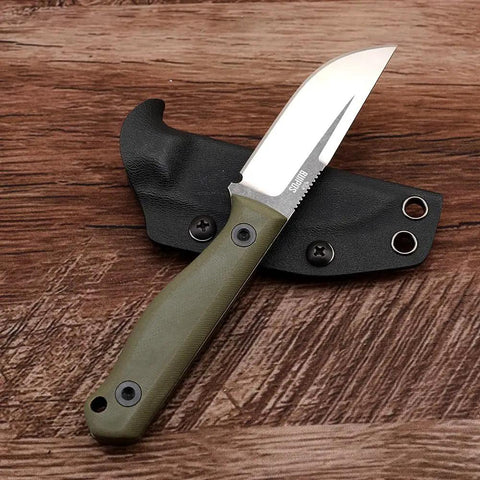 Fixed Blade Knife With G10 Handle For EDC And Outdoor Survival Heavy Duty Camping Hunting Fishing Hiking Emergency Rescue Utility Tool For Everyday Carry And Fruit Cutting with black K sheath