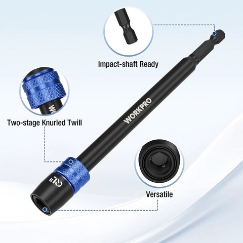 Six Inch Drill Bit Extension With Quick Release Bit Holder For Impact Drivers, One Quarter Inch Hex Shank