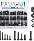 Beefy Flange Bolts And Nuts Kit For Auto Projects Grade 10.9 272pcs M6x1.0 M8x1.25 M10x1.5 Fasteners 12mm To 30mm Black Alloy Steel