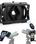 360 Degree Telescope Phone Adapter For Android And iPhone with Bluetooth shutter remote and rotating axis mounted on telescope