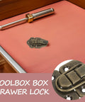 Top Shelf 6 Piece Bronze Toolbox Toggle Latches With Catch And Hasp Hardware For Wood Boxes Cabinets And Tool Cases A Must Have Upgrade For Secure Storage Solutions showing bronze latch on drawer.