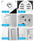 Slick Compact Twin Tub Portable Mini Washing Machine With Built In Drain Pump details: water inlet, spin cap, pulsator, spin tub, drain hose, power wire.