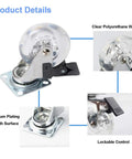 4 Pack 3 Inch Swivel Caster Wheels For Furniture 800Lbs Lockable Heavy Duty Clear Polyurethane Rolling Wheels With 360 Degree Top Plate