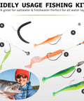All In One Fishing Accessories Kit With Tackle Box 255 Piece Set Includes Hooks Jig Heads Sinkers Weights Swivels Snaps Bobbers And Leaders For Bass Trout Panfish And Walleye Freshwater Anglers showcasing various lures and a fish.