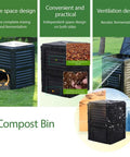 300L Outdoor Compost Bin Heavy Duty Plastic With Huge Capacity For Garden And Yard Tumbler Style Fertilizer Box