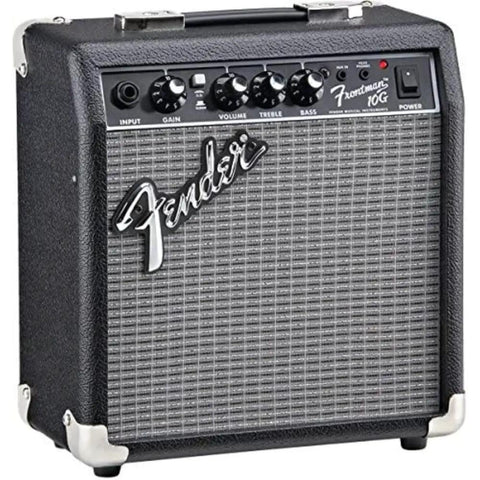 Frontman 10G 10 Watt Guitar Amplifier Bundle With 13 Foot Straight Instrument Cable Drab Green And Joe Strummer Cable For Jam Sessions