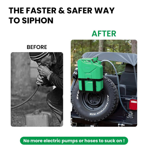 Straight Shooter Gas Siphon Hose Pump With Self Priming Syphon Tube For Fuel Water Diesel Transfer, image comparison before and after use.