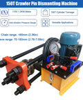 150 Ton Hydraulic Chain Pinning Machine Track Pin Removal Tool Heavy Duty Link Repair Press for Skid Steer Forklift, 110V motor.