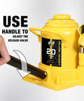 Yellow Jacket 20-ton low-profile hydraulic bottle jack with side handle