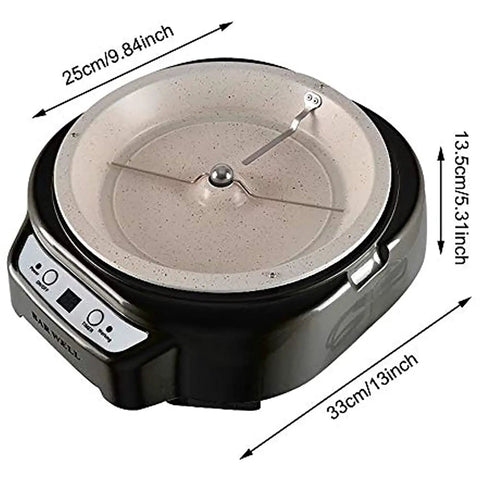 Knock Yourself Out Electric Coffee Roaster Machine With Precision Timer And Heat Dial Black Bean Popping And Nut Drying Appliance top view dimensions 25cm x 33cm.