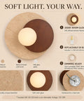 Travertine Wall Sconce Hardwired Glass Globe Wood Modern Japandi Wabi Sabi with natural travertine and wood details.
