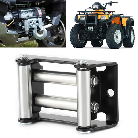Universal Winch Fairlead For Offroad Recovery, Heavy Duty Metal Roller That Protects Cable, Keeps Cable Aligned, ATV engine view