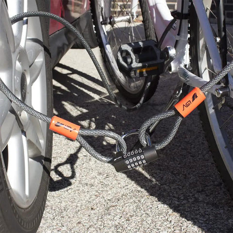 Heavy Duty 15Ft Security Cable With Loops Three Eighths Inch Braided Steel Weatherproof And Cut Resistant Lock Wire securing bike