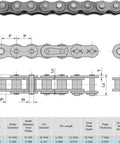 Technical diagram of Beefy 35 Chain With Mini Bike Chain Tensioner 140 Links For Coleman Ct100U Cc100X Baja Doodle Bug Db30 Motovox