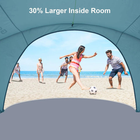 View of Spacious Beach Tent Sun Shelter With UPF50 Plus UV Protection For Up To Seven People Lightweight Portable Shade Canopy