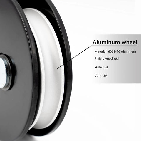 Aluminum wheel of Beefy 10 Ton Aluminum Wheel Snatch Block For Offroad Recovery With 22000 Lbs Capacity Heavy Duty Pulley Block.
