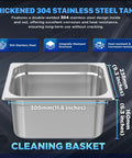 Thickened 304 stainless steel tank for Heavy Duty Ultrasonic Cleaning Machine With Digital Timer Plus Integrated Heater 10 Liter Capacity.