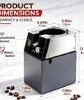 Electric Portafilter Cleaner Automatic Espresso Puck Sucker with Smart Sensor dimensions showing 6.69in height, compact design.