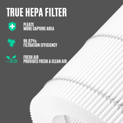 Top Notch True HEPA Carbon Filter Replacement For Azeus C8 Air Purifier showing pleats and filtration efficiency.
