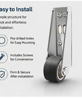 Heavy Duty Bottom Guide Roller Wheel For Barn And Closet Doors Quiet Soft Rubber Caster With Solid Alloy Steel Core easy installation with pre-drilled holes.
