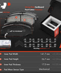 Front Vented Disc Brake Rotors And Ceramic Pads Kit For Honda And Acura, pads with dimensions and packaging details