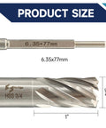 Heavy Duty M2 High Speed Steel Annular Cutter Step Drill Bit 3/4 Inch Cutting Diameter With Weldon Shank displayed with size markings.